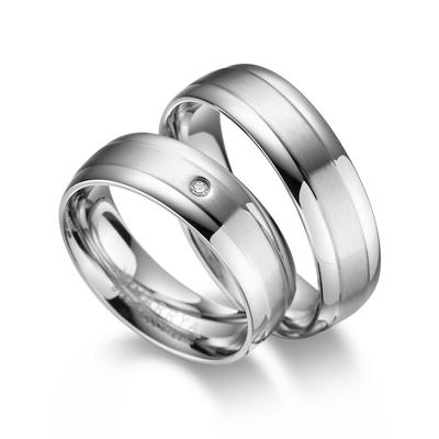 Partnerring MARRYA "Edelstahl Ringe Trauringe Eheringe Partnerringe" Gr. 50, silber (damen ring, silber), Fingerringe, D