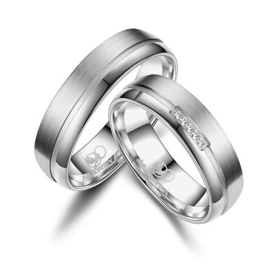 Partnerring MARRYA "Titan Ringe Trauringe Eheringe Partnerringe" Gr. 48, silber (damen ring, silber), Fingerringe, Damen