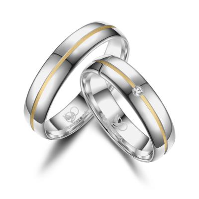 Partnerring MARRYA "Silber Ringe Trauringe Eheringe Partnerringe" Gr. 76, gold (herren ring, silber, gold), Fingerringe,