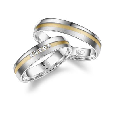 Partnerring MARRYA "Silber Ringe Trauringe Eheringe Partnerringe" Gr. 54, gold (herren ring, silber, gold), Fingerringe,