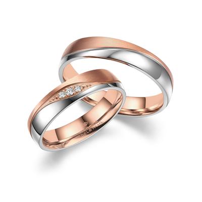 Partnerring MARRYA "Edelstahl Ringe Trauringe Eheringe Partnerringe" Gr. 54, rosa (herren ring, silber, rosé), Fingerrin