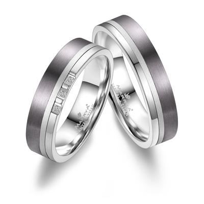 Partnerring MARRYA "Tantal Ringe Trauringe Eheringe Partnerringe" Gr. 56, silber (herren ring, silber), Fingerringe, Dam