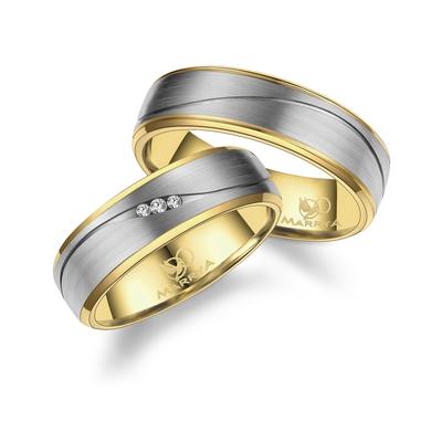 Partnerring MARRYA "Diamant Titan Ringe Trauringe Eheringe Partnerringe" Gr. 58, gold (herren ring, silber, gold), Finge