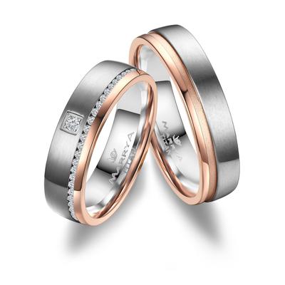 Partnerring MARRYA "Titan Ringe Trauringe Eheringe Partnerringe" Gr. 64, rosa (damen ring, silber, rosé), Fingerringe, D