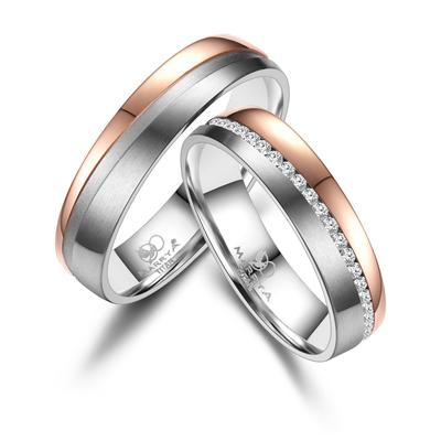 Partnerring MARRYA "Titan Ringe Trauringe Eheringe Partnerringe" Gr. 76, rosa (herren ring, silber, rosé), Fingerringe, 