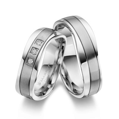 Partnerring MARRYA "Edelstahl Ringe Trauringe Eheringe Partnerringe" Gr. 54, silber (damen ring, silber), Fingerringe, D