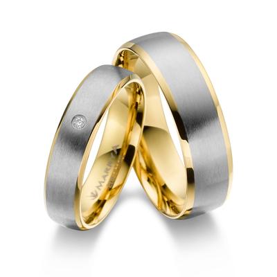 Partnerring MARRYA "Edelstahl Ringe Trauringe Eheringe Partnerringe" Gr. 62, silber (damen ring, silber, gold), Fingerri