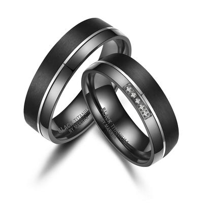 Partnerring MARRYA "BLACK TITANIUM by MARRYA" Gr. 50, schwarz (herren ring, schwarz, silber), Fingerringe, Damen, 50, Ti