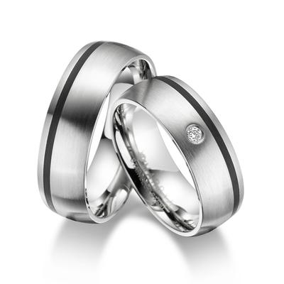 Partnerring MARRYA "Edelstahl Ringe Trauringe Eheringe Partnerringe" Gr. 68, silber (damen ring, silber), Fingerringe, D