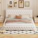 Modern Comfort Design Queen Size Upholstered Bed with Tufted Headboard, Modern Velvet Platform Bed,No Box Spring Required