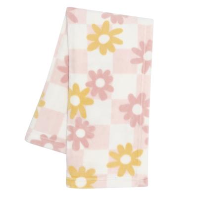 Lambs & Ivy Daisy Dreams Soft & Cozy Luxury Fleece Checkered Baby Blanket