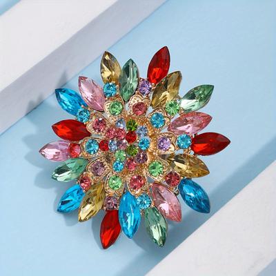 TEMU Luxury Rhinestone Flower Ring, Fashionable Style, Elegant Daily Party Wear Accessory Image