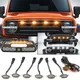Luce universale per griglia anteriore a LED per auto, ambra affumicata, luce per griglia a 4 LED, lampada Eagle Eye per bagagliaio fuoristrada SUV Ford Toyota