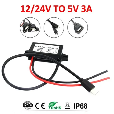 12V 24V to 5V 3A 15W Regulator Power Supply Buck Module Dual USB Output Power Adapter DC DC Converter for Car Charger