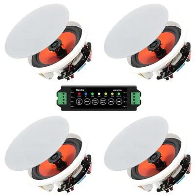 Herdio 4PCS 6.5" 600W Bluetooth Ceiling Speakers Wired Home Recessed Speaker System Perfect For