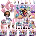 Gabby Dollhouse gatti decorazioni di compleanno stoviglie usa e getta Set borsa di paglia palloncini