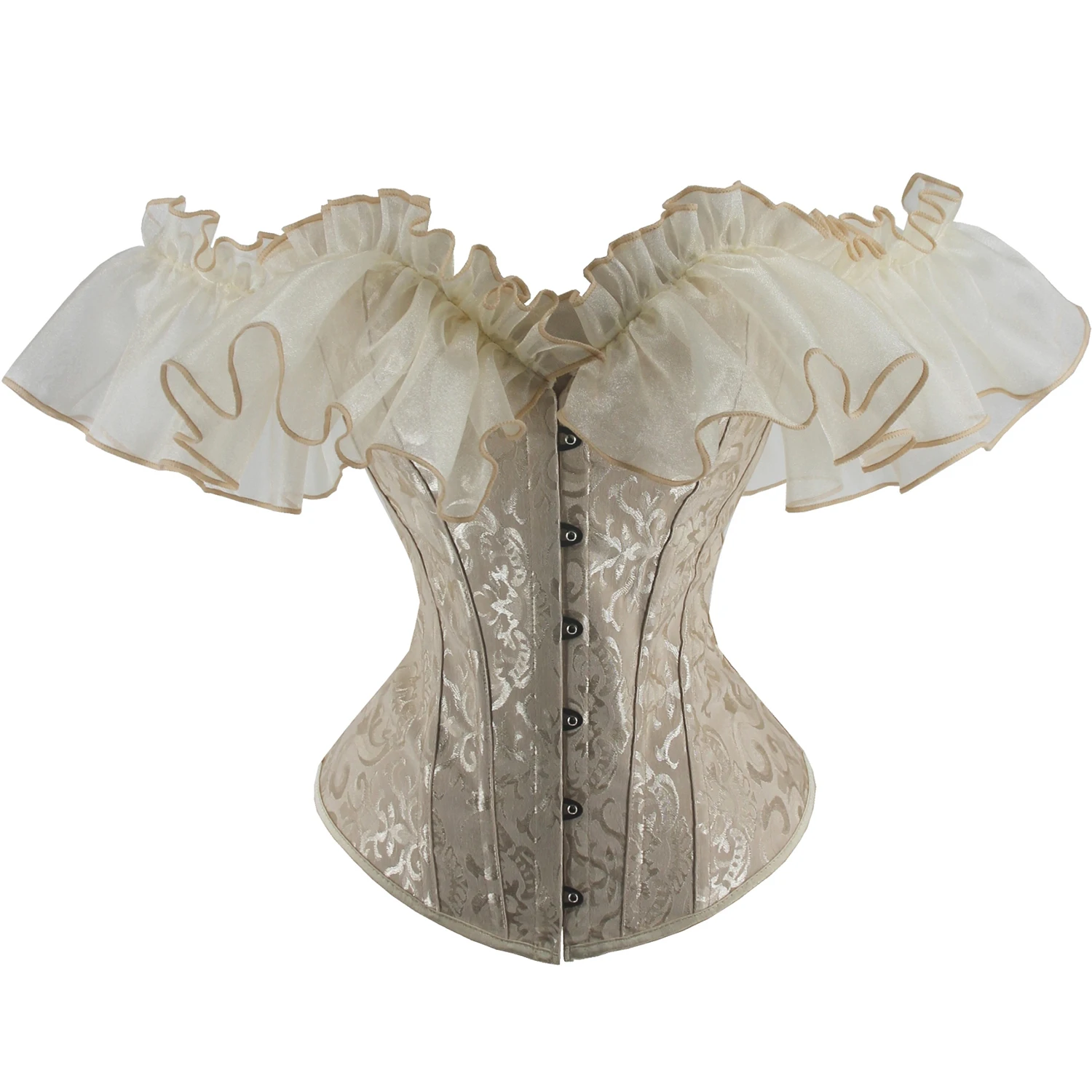 Corsetto con spalle scoperte Top Corsetti e bustini gotici sexy Corsetto overbust Dimagrante Vita Trainer Ruffles Manica corta Top da donna