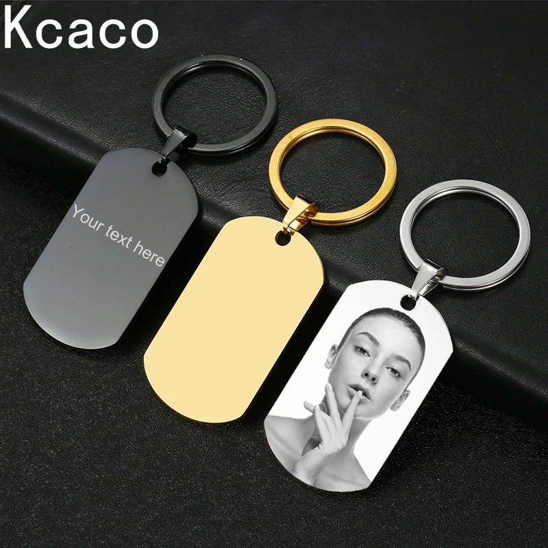 Portachiavi con targhetta per testo fotografico con incisione laser personalizzata Portachiavi con nome personalizzato in acciaio inossidabile con data Regalo di anniversario Gioielli quotidiani