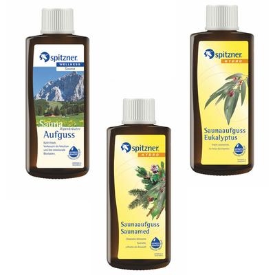 Saunaaufguss Vorteilspack 3er Alpenkräuter Saunamed Eukalyptus je 190ml - Spitzner