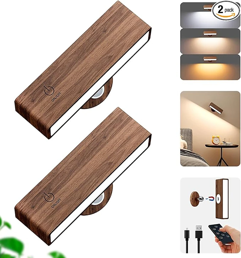 Wall Lights With Remote Wall Lights For Bedroom Battery Operated Dimmable Wireless Wall Mount Lamp With 3 Color Temperature