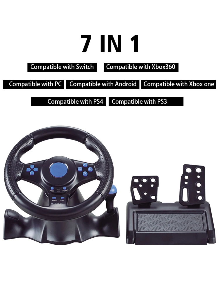 7 in 1 Racing Game Steering Wheel Vibration Controller Simulation Racing Pedals for switch/xbox 360/xbox one/pc/ps4/3/Android