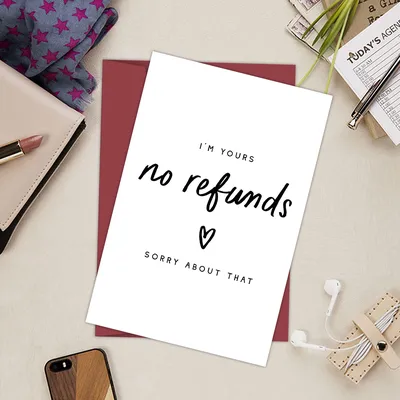 1PC Anniversary Card"I'M Yours No Refunds"Funny Anniversary Card For Him,Joke Anniversary Card For