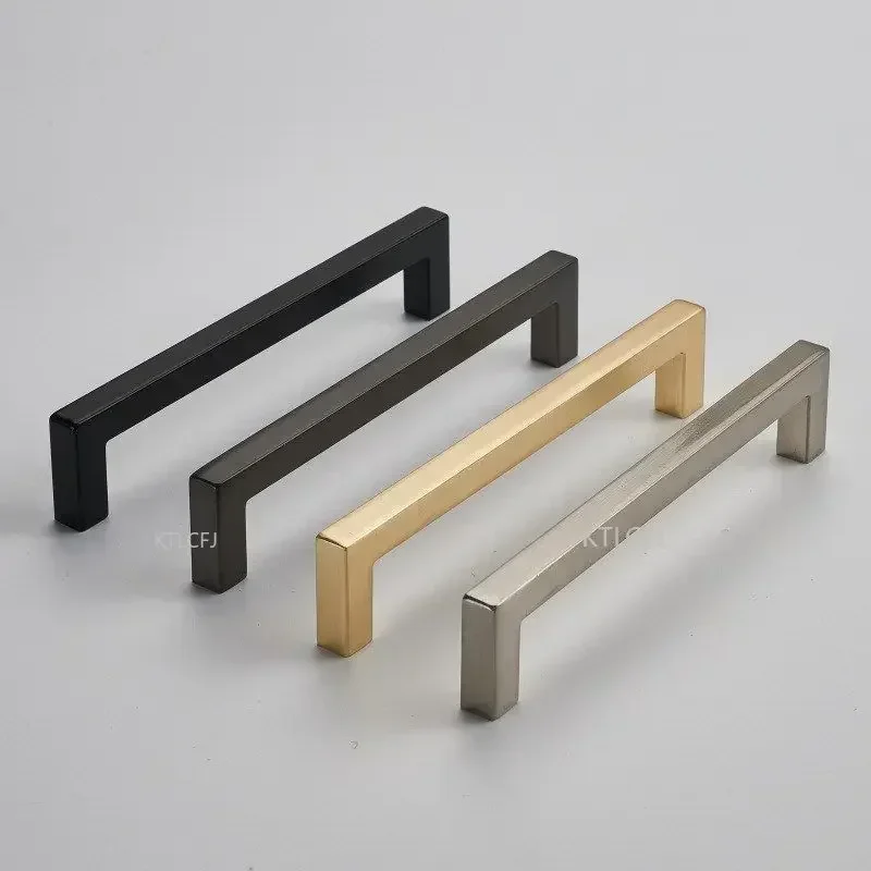 Europäische Küchen schränke Küchen tür Griff Möbel Griff Knopf Quadrat Silber Schwarz Gold Mode Metall griff Hardware Image