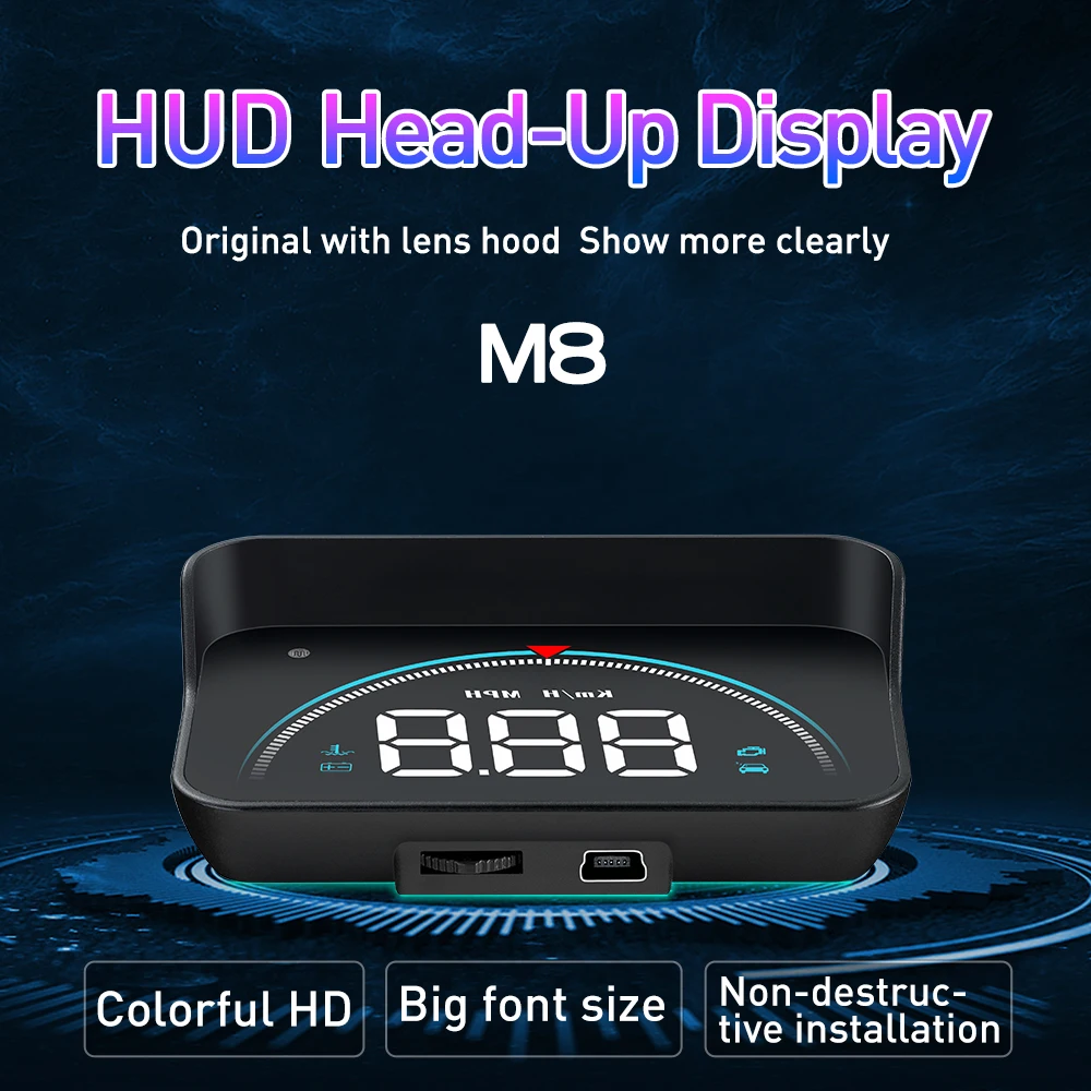 M8 Für HUD OBD Auto Head-Up Display OBD2 16 Screen Display Übergeschwindigkeit Spannung Warnung Elektronische Auto Elektronik Zubehör Image