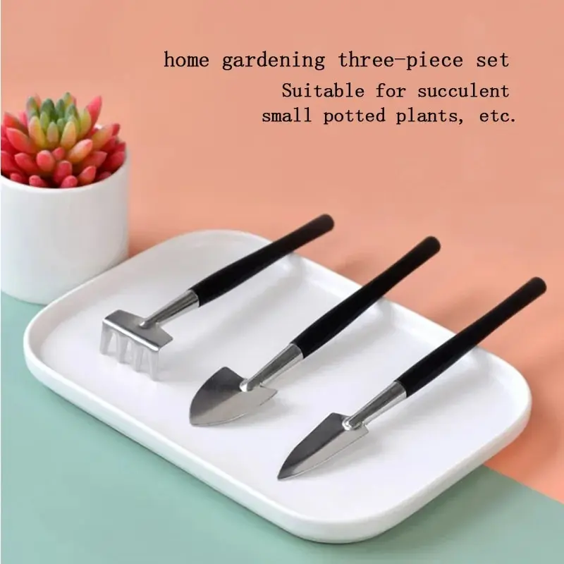 EW Haushalt Sukkulenten Pflanzen Gartenarbeit Lose Boden Werkzeug Mini Edelstahl Drei-Stück Set Topfpflanze Blume Schaufel Image