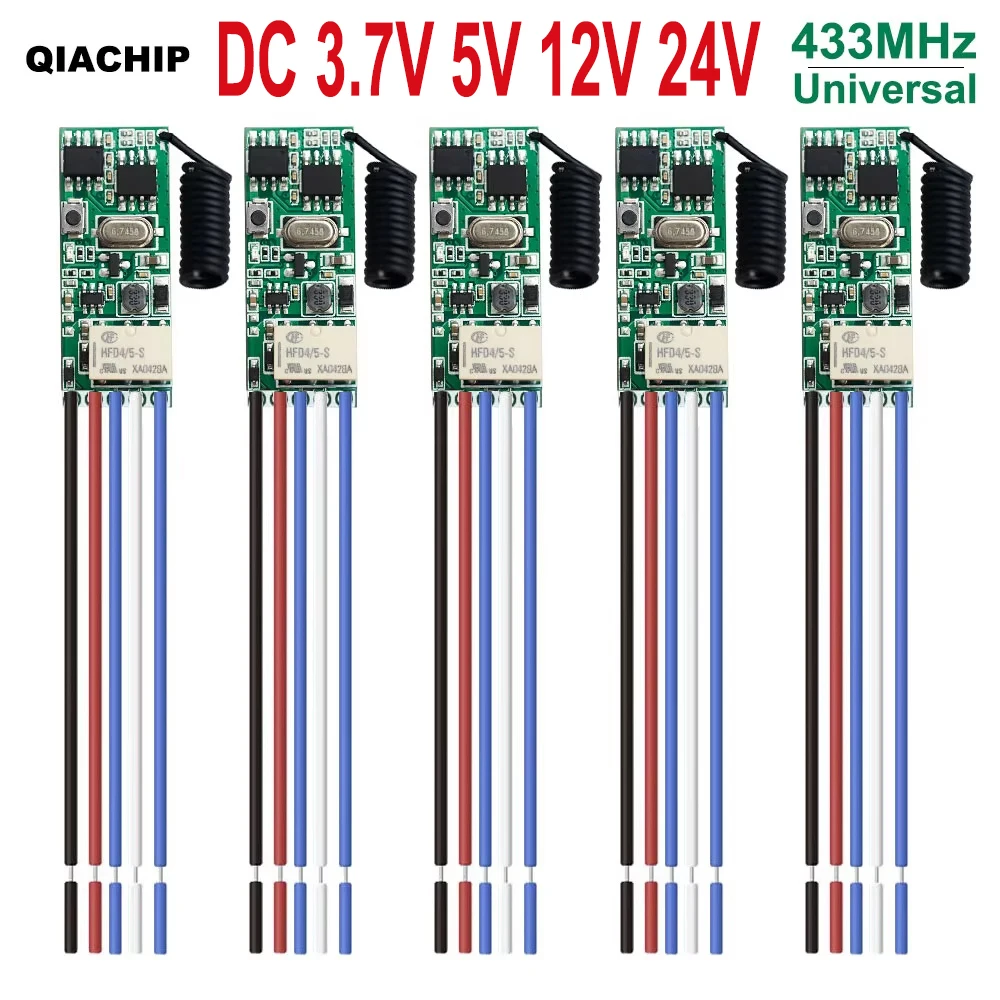 Universal Wireless Fernbedienung Schalter 1 CH RF Relais Empfänger LED Licht Controller DIY Kit DC 3,7 V 5 V 12 V 24 V 433,92 MHz Image