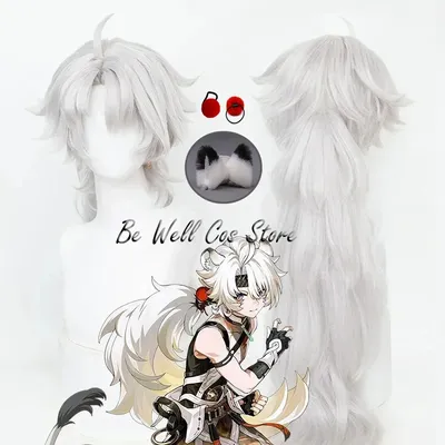 Wuthering Waves Lingyang Cosplay Perücke Ohren Rote Haarball Liondance Troupe Glacio Natürlicher Image