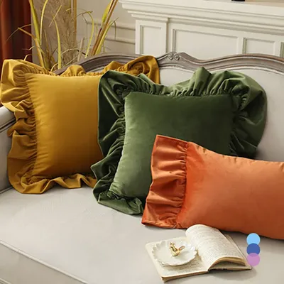 Rüschen-Kissenbezug, Samt-Kissenbezug, Schlafzimmer, Wohnzimmer, Dekoration, luxuriöse dekorative Image