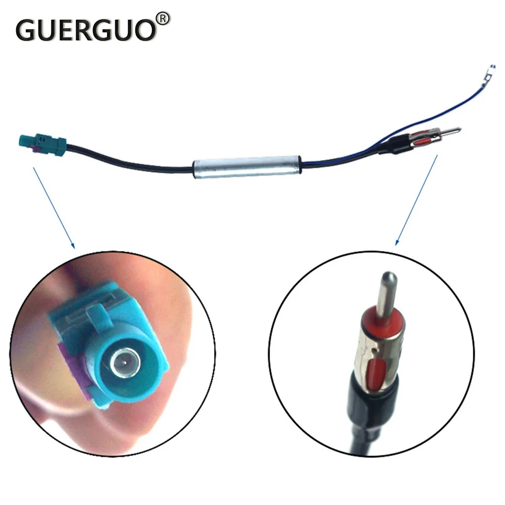 Autoradio-Antenne AM/FM Audio Radio Signalverstärker Dual Fakra zu DIN RF Radio Antenne Antennenadapterkabel für VW Audi Skoda Image