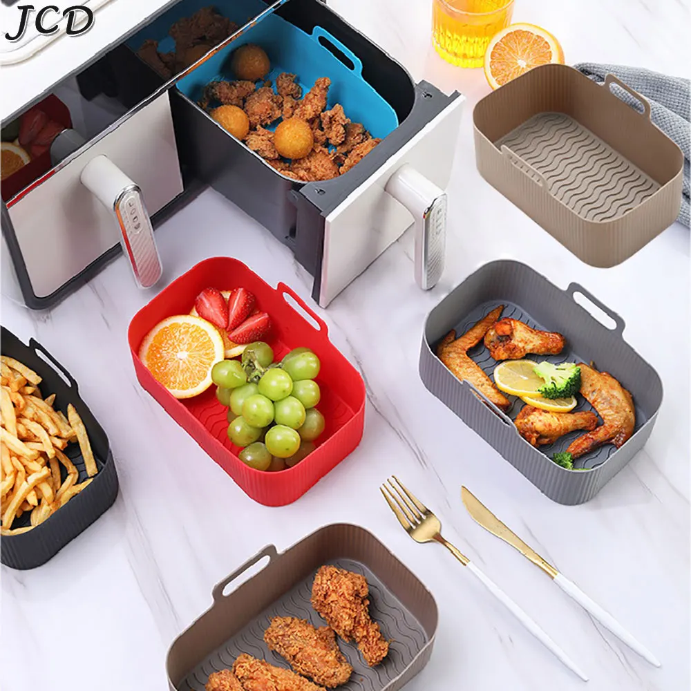 JCD Luft fritte use Silikon Topf Heizung Backform Rechteck Backofen Backblech Air fryer Korb Ersatz Liner Pfanne Zubehör Image
