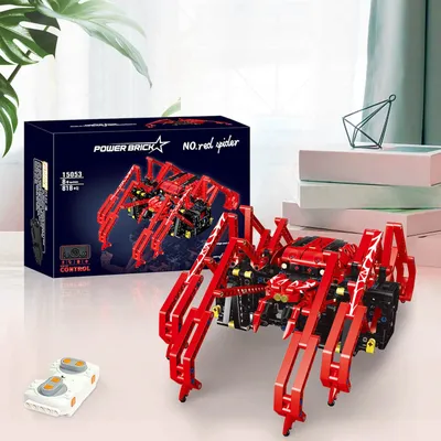 818 stücke technische rc Insekten roboter Bausteine kreativer Experte moc motorisierte rote Spinne Modell Ziegel Junge Spielzeug Kind Geburtstags geschenk Image