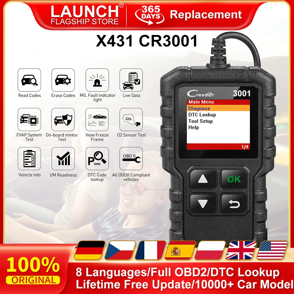 LAUNCH X431 CR3001 Vollständiger OBD2-Autoleser-Scanner Automotivo Mehrsprachiges Autodiagnosetool Check Engine Kostenloses Update PK KW850 Image