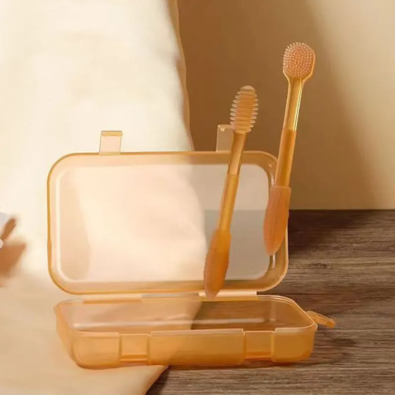 2 Stück Silikon Baby Zahnbürste weiche Zahnbürste Zungen bürste Baby Mund reiniger 0-2 Jahre Kleinkind Mundpflege bpa frei Image