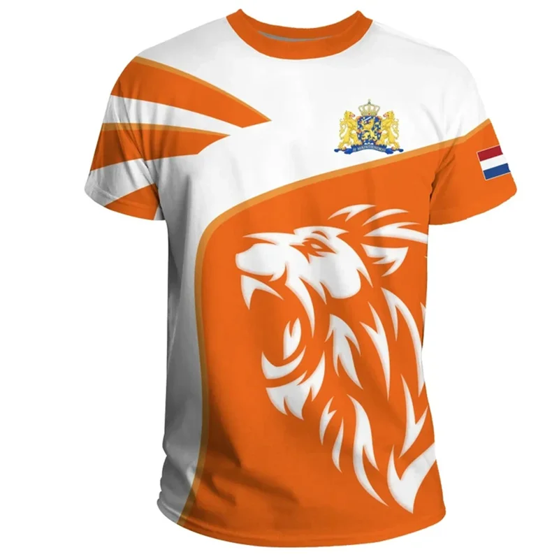 2024 Niederlande Flagge T-Shirt für Männer 3d gedruckt nieder län disch orange T-Shirt übergroße Kurzarm Outdoor-Sport Tops T-Shirts