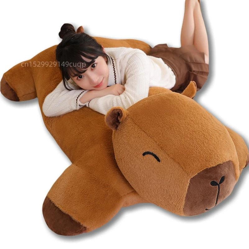 Riesige Kawaii Capybara Plüschpuppe Bodenmatte Hochwertiges Tier Braun Capybara Plüschteppich Home Decor Geschenk für Jungen und Mädchen Image