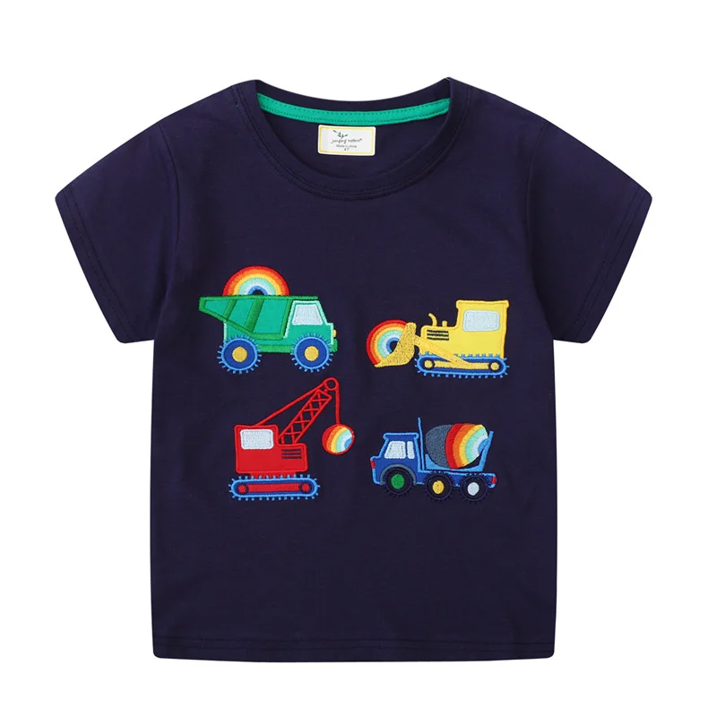 Sprung meter 2-7t Baby T-Shirts für 2024 Sommerkleid ung Kurzarm LKW Stickerei Kinder T-Shirts Hemden Kostüm Image