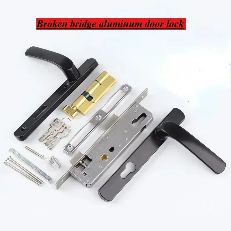 Aluminium-Türschloss dreiteiliges Set, Einpunkt-Türschloss aus Aluminium legierung, Türgriff aus Aluminium legierung, 85 30-Schloss