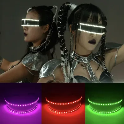 Futuristische LED-Leuchtbrille, leuchtende leuchtende Schutzbrille, Cosplay, Partyzubehör, blinkende Image