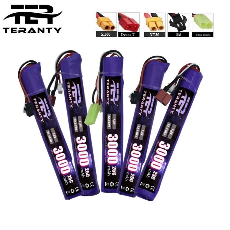 1/2/6PCS Spielzeug Pistole Batterie 7,4 V 3000mAh Lipo Batterie Für RC Spielzeug Mini Airsoft BB gun Power Batterie 2S Deans T/Kleine Tamiya