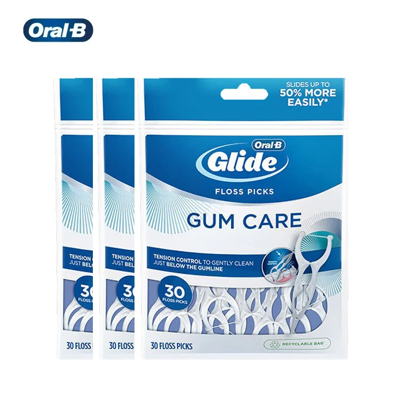 Oral B Flosser Glide Zahnseide Picks Zahnstocher Zahnfleisch pflege Zähne Reinigungs stifte y-förmige 3D-Zahnseide Zahnstocher 90 stücke Image