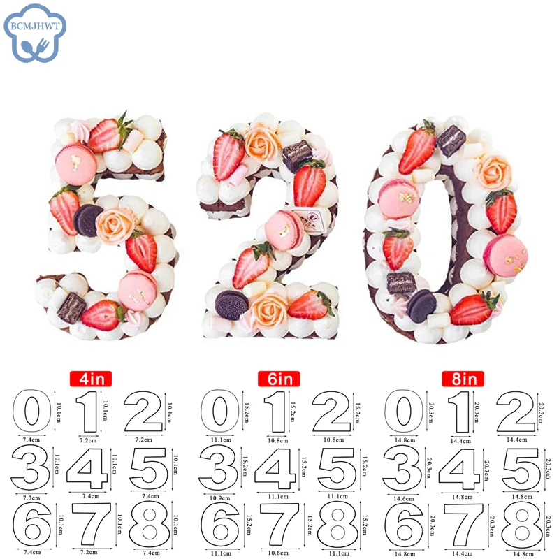 PET 0-8 Zahlen Kuchen Form Kuchen Dekorieren Tools Confeitaria Maker Geburtstag Kuchen Design Backformen Gebäck Werkzeuge 4/6/8/10/12/14 zoll Image