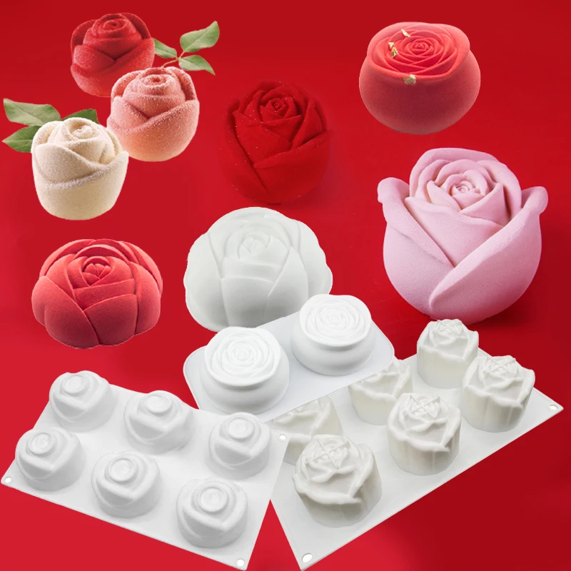 Rose Form Silikon Kuchen Form Mousse Gebäck Valentinstag Party Dessert Dekorieren Werkzeuge Antihaft Easy Release Backformen Image