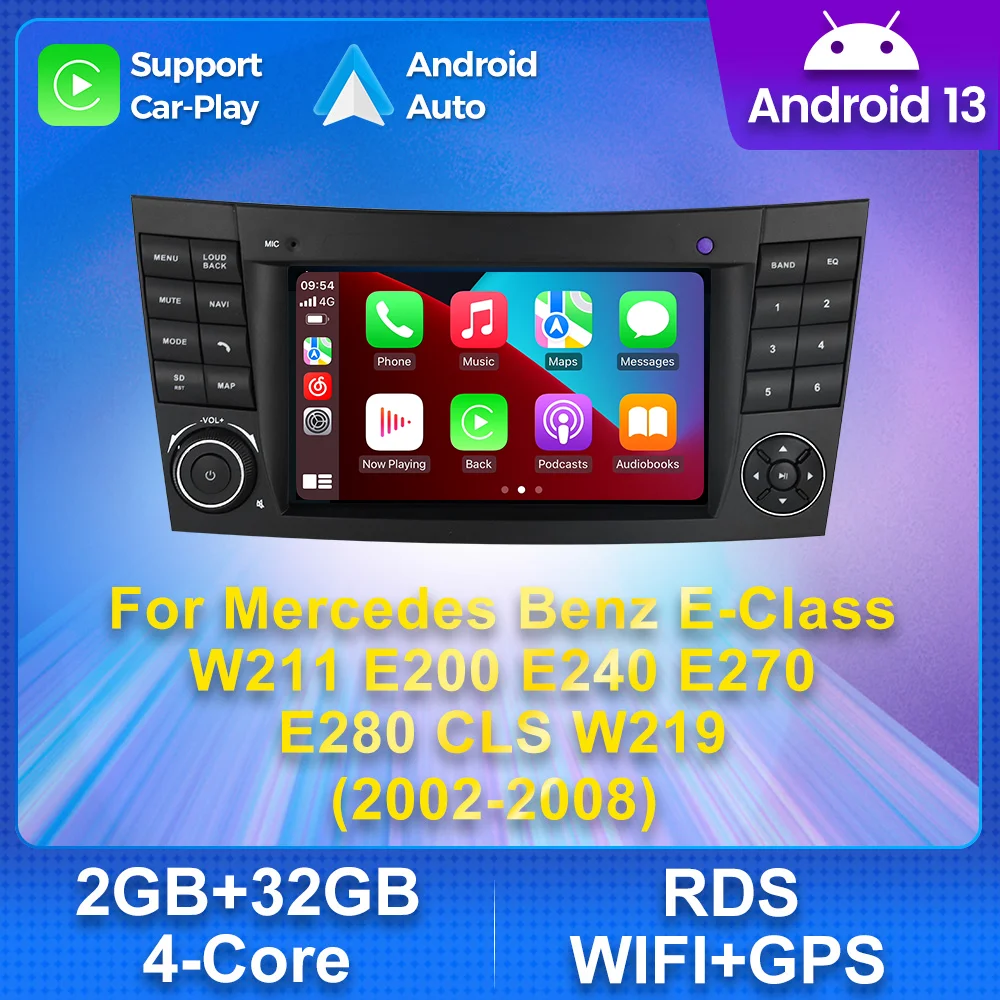 Wireless Carplay GPS Navigation Autoradio Multimedia-Player RDS für Mercedes-Benz E-Klasse W211 E200 E240 E270 Gls W219 W209 W463 Image