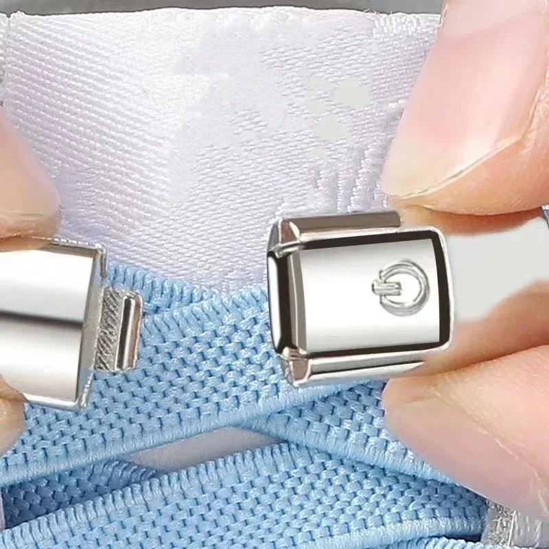 Neue Press Lock Schnürsenkel ohne Krawatten 8mm Breite flache elastische Schnürsenkel Turnschuhe Kinder Erwachsene ohne Krawatte Schnürsenkel für Schuh zubehör