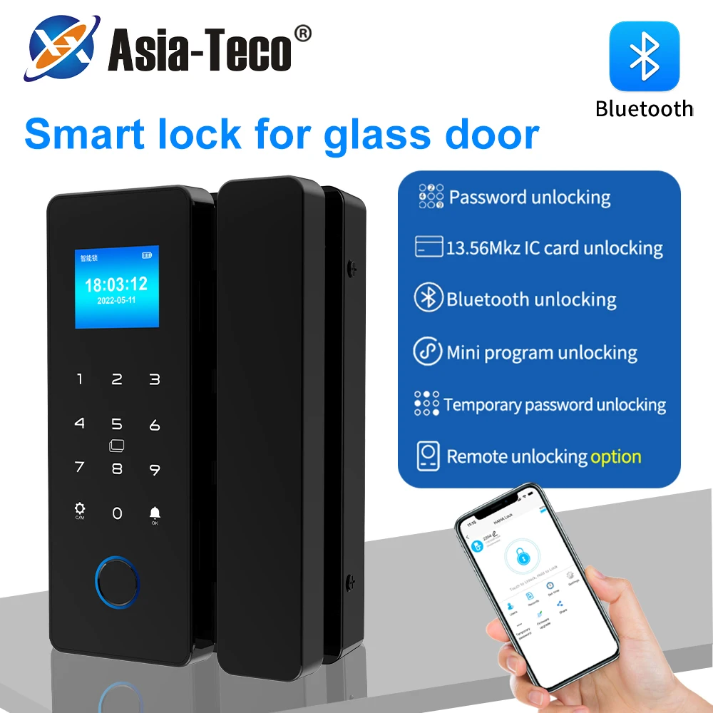 Smartphone Hahalock APP Fingerabdruckschloss Bluetooth Glasschiebetür Smart Lock Elektronisches IC-Kartenschloss mit Anwesenheitsaufzeichnung Image