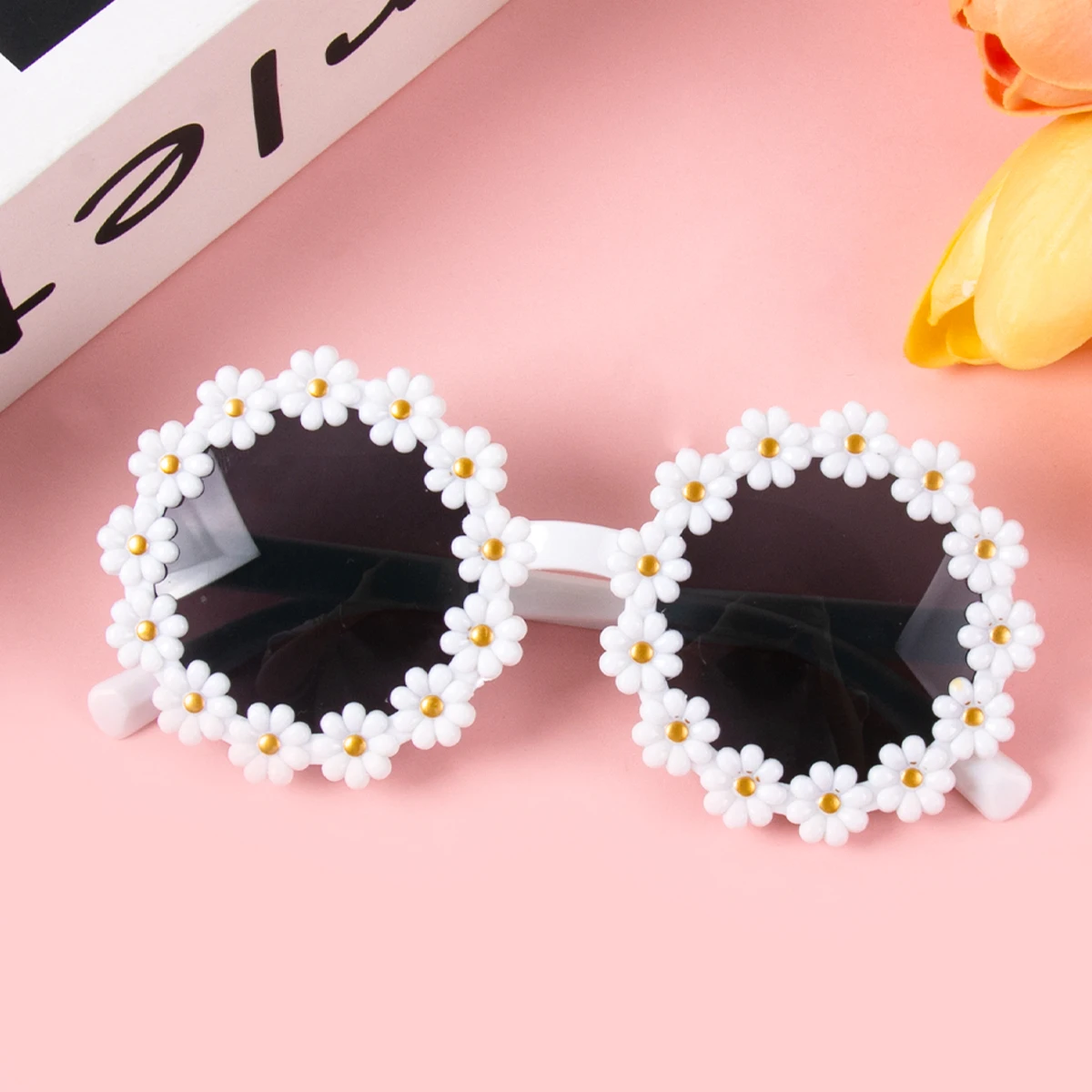 5 stücke Bunte Gänseblümchen Blume Sonnenbrille Foto Gläser Kit Kinder Mädchen Geburtstag Party Decor Sommer Party Foto Requisiten Hochzeit Gefälligkeiten Image